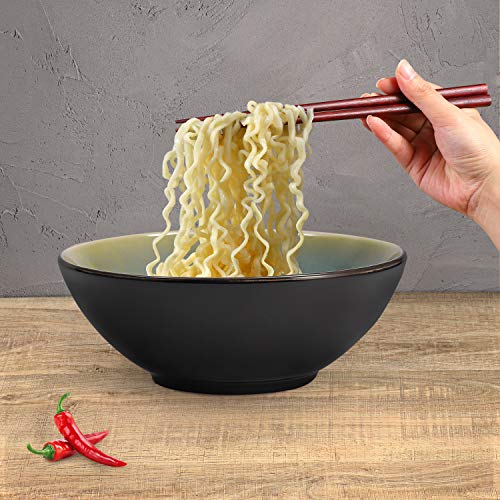 Urban Lifestyle - Juego de 2 Cuencos de cerámica (20,5 cm), Color Negro y Verde