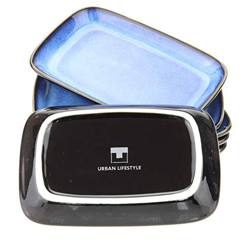 Urban Lifestyle - Platos pequeños (6 unidades, para tapas/Antipasti/Mezze/Servierteller Snackteller 13,2 x 8,5 cm; 1,5 cm h, de porcelana azul marino