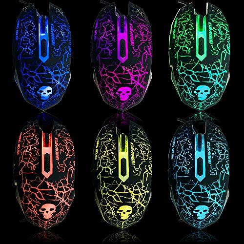 UrChoiceLtd T6 Rainbow retroiluminado USB Gaming Teclado + Rainbow Multimedia óptico de 2400dpi 6 Botones LED USB ratón para juegos + el Lich King Gaming Mouse Pad 220 * 180 * 5 mm Tamaño estándar