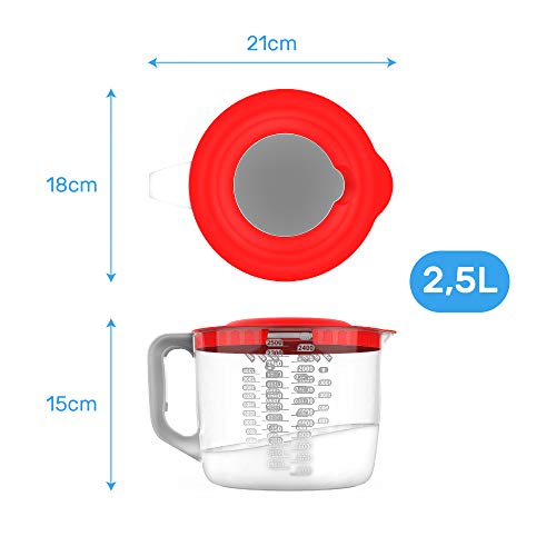 USE, Chef- Vaso medidor batidora de Mano - Recipiente Mezclador de plástico reposteria (2,5 litros)
