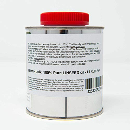 Uulki Aceite de linaza extra puro para protección de la madera - Un aceite de cuidado universal para muebles y superficies de madera en interiores y exteriores (incoloro, 250 ml)