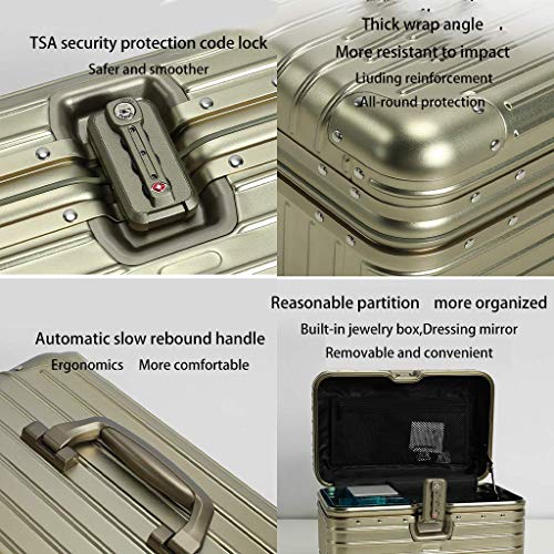 UYZ Mini Estuche de cosméticos portátil Todo el Metal, magnesio, Aluminio, Maleta, Caja de joyería incorporada, Caja de Maquillaje, Oro, 36 y Tiempos; 22 y Tiempos; 23 cm