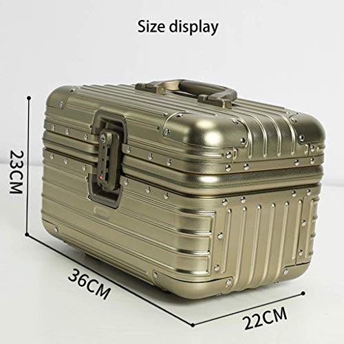 UYZ Mini Estuche de cosméticos portátil Todo el Metal, magnesio, Aluminio, Maleta, Caja de joyería incorporada, Caja de Maquillaje, Oro, 36 y Tiempos; 22 y Tiempos; 23 cm