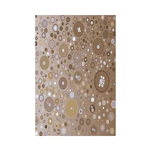 VAICR Bandera, Tan Soft Colored Circles and Dots in Different Sizes Bubble Shapes Artistry Tan Light Purple Creamor co Decorative Garden Flag for Outdoor Lawn and Garden Home