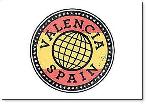 Valencia, España – Imán clásico para nevera con ilustración de estilo Grunge