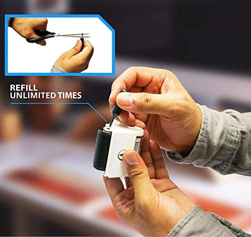 Vantamo Kit de Sello ancho de tipo rodillo Protección antirrobo de identidad, incluye 3 recambios + E-book – Ocultar la identidad, con medida antirrobo y seguridad de la privacidad – Blanco Elegante