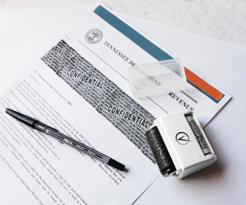 Vantamo Kit de Sello ancho de tipo rodillo Protección antirrobo de identidad, incluye 3 recambios + E-book – Ocultar la identidad, con medida antirrobo y seguridad de la privacidad – Blanco Elegante