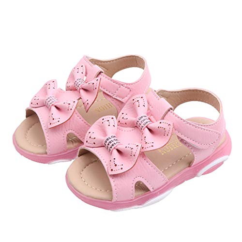 VECDY Zapatillas Bebe Niña, Moda Suave Zapatos 2019 Niños Bebés Niñas Bowknot Llevó La Luz Luminosa Deporte Sandalias Zapatillas De Deporte De Playa Verano Zapatos De Princesa (Hot Rosa,24)