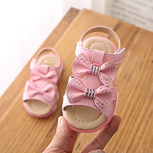 VECDY Zapatillas Bebe Niña, Moda Suave Zapatos 2019 Niños Bebés Niñas Bowknot Llevó La Luz Luminosa Deporte Sandalias Zapatillas De Deporte De Playa Verano Zapatos De Princesa (Hot Rosa,24)