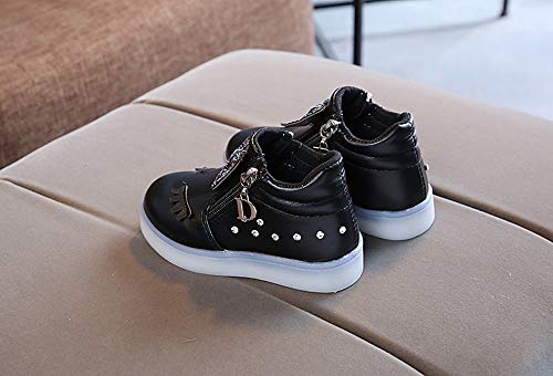 VECDY Zapatos Bebe Niña Bautizo, Moda Suave Sandalias 2019 Niños Bebé Infantiles Crystal Bowknot Led Luminoso Botas Calzado Deportivo Zapatillas De Deporte Zapatillas De Playa De Verano (Negro,22)