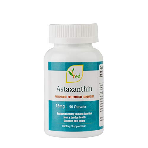 Ved cápsulas de astaxantina | apoyar el sistema inmunológico saludable | apoyar la salud de las articulaciones y los tendones | Antioxidante de eliminación de radicales libres | 15mg 90 cápsulas