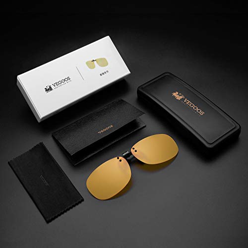 vegoos Gafas de Sol de Clip para unisex en Flip Up Lente polarizada sin Marco Rectangle Lens Clip de Gafas de Sol para Myopia Glasses