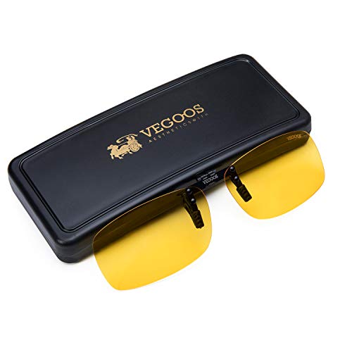 vegoos Gafas de Sol de Clip para unisex en Flip Up Lente polarizada sin Marco Rectangle Lens Clip de Gafas de Sol para Myopia Glasses