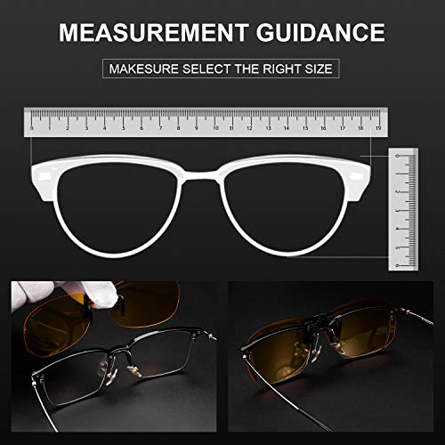 vegoos Gafas de Sol de Clip para unisex en Flip Up Lente polarizada sin Marco Rectangle Lens Clip de Gafas de Sol para Myopia Glasses