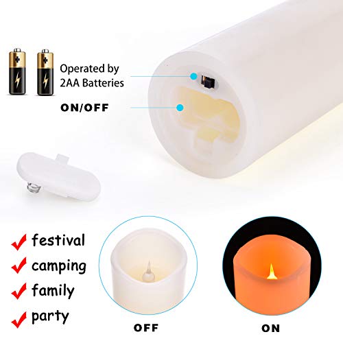 Velas sin Flama- Parpadeo sin Flama conjunto Velas Decorativas-Velas sin Flama: 5.5",6", 6.5",7"y 8" clásico Pilar cera real con movimiento Flame & LED 10 teclas de control remoto-2/4/6/8 horas Timer