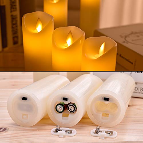 Velas sin Flama- Parpadeo sin Flama conjunto Velas Decorativas-Velas sin Flama: 5.5",6", 6.5",7"y 8" clásico Pilar cera real con movimiento Flame & LED 10 teclas de control remoto-2/4/6/8 horas Timer