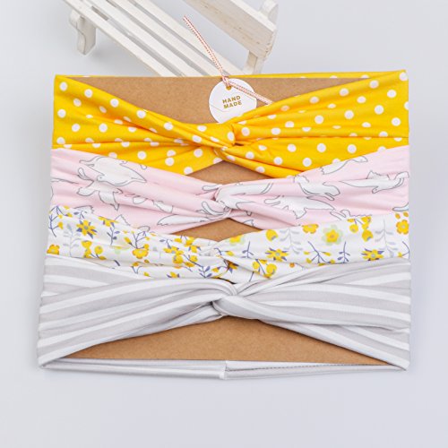 Vellette Cinta de cabeza Turbantes Mujer Venda De Pelo Elástica Cinta Para El Pelo Accesorio Para Cabeza 4Pcs