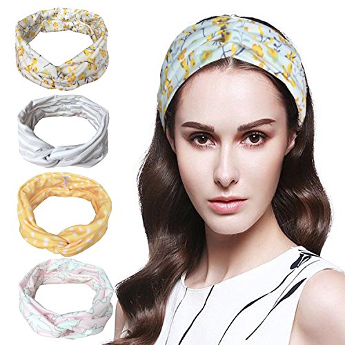 Vellette Cinta de cabeza Turbantes Mujer Venda De Pelo Elástica Cinta Para El Pelo Accesorio Para Cabeza 4Pcs