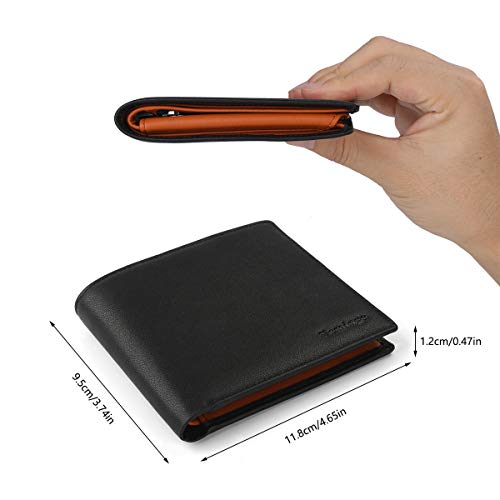Vemingo Carteras de Hombre con Bolsillo de Moneda/Monedero con RFID Bloqueo para Tarjetas de Crédito Portamonedas Ligeros para Hombre/Adolescente (Xb-037 Negro y Marrón)