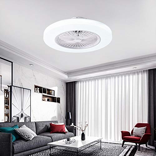 Ventilador de Techo con Lámpara, 36W Creativo Ventilador Invisible LED Lámpara de Techo Control Remoto Regulable Ultra Silencioso Lata Tiempo Ventilador Lámpara Φ58 * H20cm [Clase De Energía A ++]