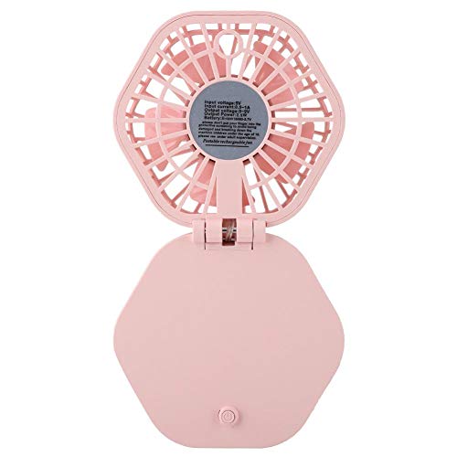 Ventilador Recargable, Ventilador Multifuncional, DC 5V con Red ABS, Plegable para Viajes al Aire Libre a la Oficina de Verano en climas cálidos(Pink)