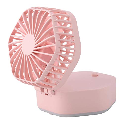 Ventilador Recargable, Ventilador Multifuncional, DC 5V con Red ABS, Plegable para Viajes al Aire Libre a la Oficina de Verano en climas cálidos(Pink)