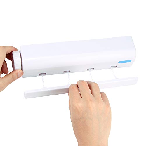 Verdelife Corde à Linge Rétractable, Ligne De Séchage Des Vêtements, étendoir, Crochet Porte-serviettes, Très Approprié Pour Jardin, Terrasse, Balcon, Intérieur Et Extérieur (4 Cordes)