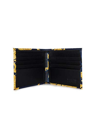 Versace Jeans Couture Accessories Baroque Print Leather Billfold Wallet One Size NAVY