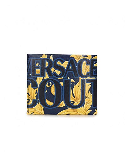 Versace Jeans Couture Accessories Baroque Print Leather Billfold Wallet One Size NAVY