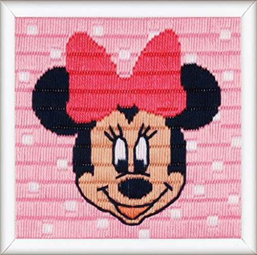 Vervaco – Cojín de Punto de Cruz, diseño de Minnie Mouse de Disney Stick de vorgezeichnet Paquete de Punto, vorbeze Cumple, algodón, Multicolor, 25 x 25 x 0,3 cm
