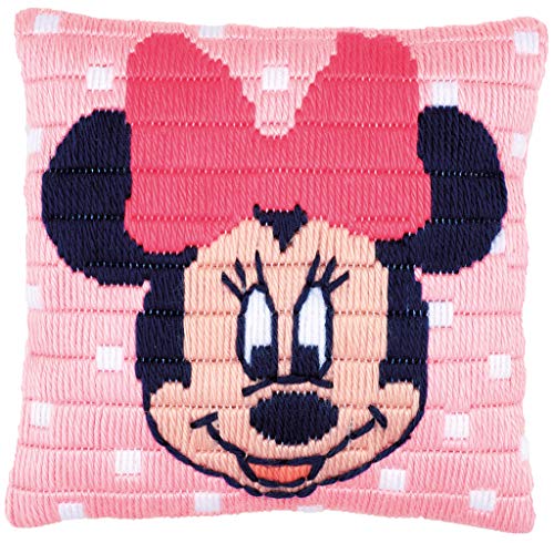 Vervaco – Cojín de Punto de Cruz, diseño de Minnie Mouse de Disney Stick de vorgezeichnet Paquete de Punto, vorbeze Cumple, algodón, Multicolor, 25 x 25 x 0,3 cm