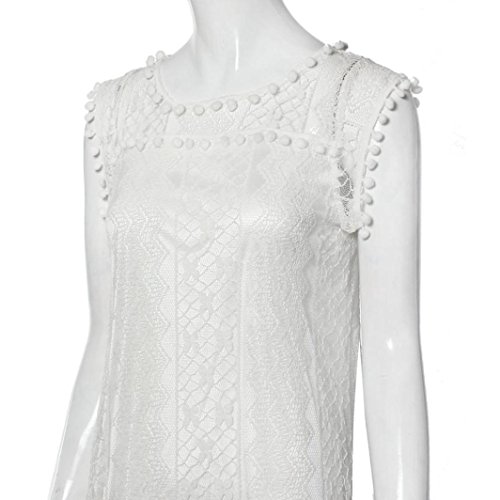 Vestido Largo Mujeres Casual Borla del cordón Sin Playa Mini Vestido (S, Blanco)