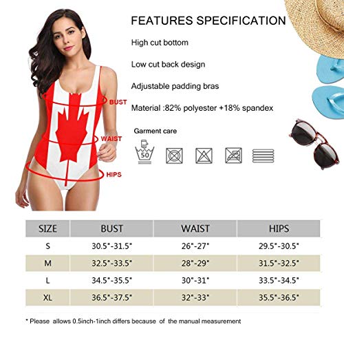 VFBGF Traje de baño para Mujer Traje de baño de una Pieza Traje de baño para Playa Canada Flag Women's Siamese Swimsuit Beach Bathing Suit Bikini
