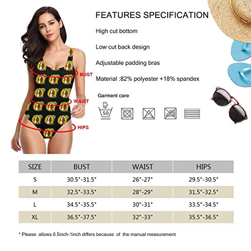 VFBGF Traje de baño para Mujer Traje de baño de una Pieza Traje de baño para Playa Ferret Sunflower Womens Classic Siamese Swimsuit Triangle Bath Suit