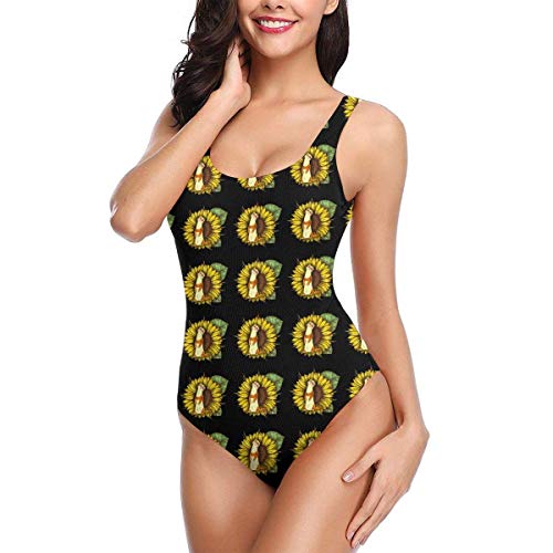 VFBGF Traje de baño para Mujer Traje de baño de una Pieza Traje de baño para Playa Ferret Sunflower Womens Classic Siamese Swimsuit Triangle Bath Suit