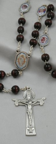 Vía Crucis - rosario de madera de color marrón de 72 cm
