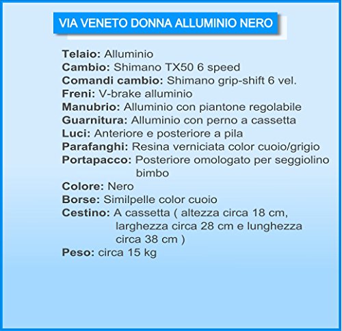 Via Veneto By Canellini Bicicleta Bici Citybike Ctb Mujer Vintage Retro Via Veneto Aluminio con Cajita (Negro, 46)