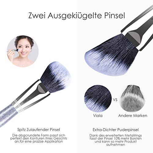 VIALA | Kit Brochas Maquillaje Profesional de 11 piezas. Pinceles de maquillaje profesional, set de brochas de maquillaje