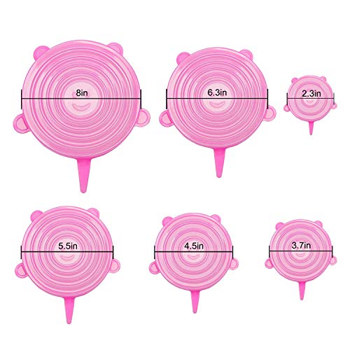 Vibeey Tapas de Silicona Elásticas 12 Paquetes, Varios TamañOs de Fundas para Alimentos Tazones, Blanca Rosado Reutilizable Sin BPA Fundas Protectoras para Alimentos Tapa Tazas, Boles o Tarros
