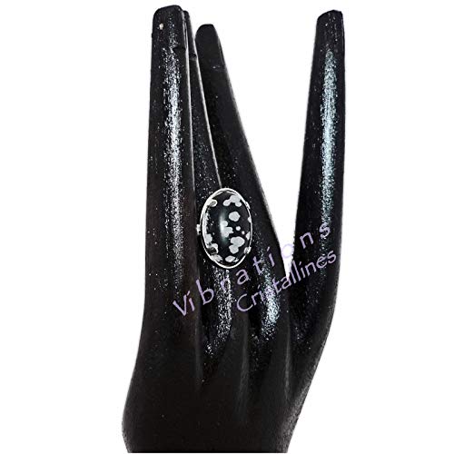 Vibrations - Anillo de Plata y obsidiana de Nieve, pequeño