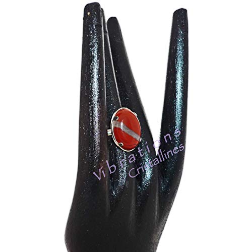 Vibrations Cristallines - Anillo de plata y jaspe rojo – Pequeño