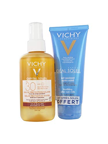 Vichy Capital Soleil Solar Protector de Agua Potable Bronceado SPF 30 200 ml + Leche Calmante para después del Soleil Idéal 100 ml