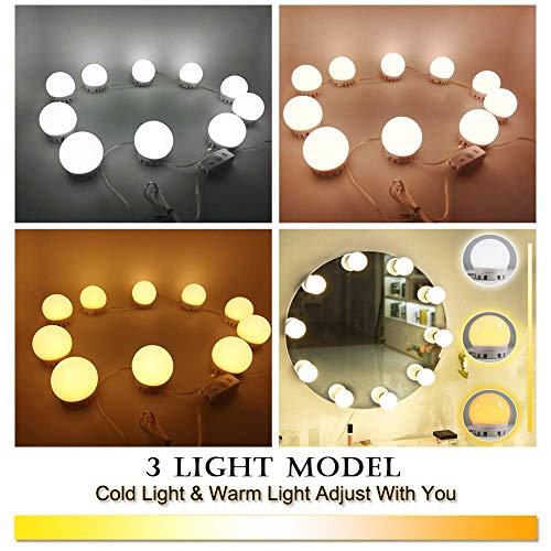 VictoperHollywood - Kit de luces LED para espejo de tocador con 14 bombillas regulables para maquillaje, tocador con 5 engranajes, regulador táctil de brillo ajustable y cable de alimentación USB