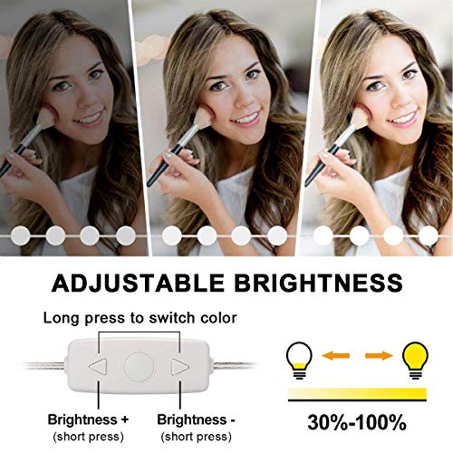 VictoperHollywood - Kit de luces LED para espejo de tocador con 14 bombillas regulables para maquillaje, tocador con 5 engranajes, regulador táctil de brillo ajustable y cable de alimentación USB