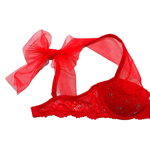 Victoria Secret Dream Angels Push-Up Balconet Bra en lazos rojos - Rojo - 70 D (Talla del fabricante: 32D)