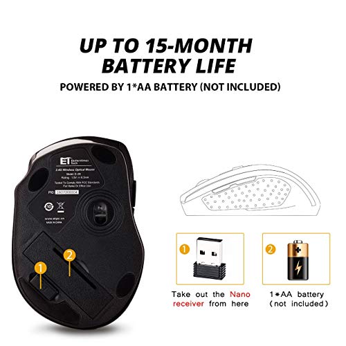 VicTsing Ratón Portátil, 2.4G Inalámbrico con Receptor Nano, 5 dpi Adjustables, Rojo