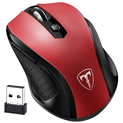 VicTsing Ratón Portátil, 2.4G Inalámbrico con Receptor Nano, 5 dpi Adjustables, Rojo