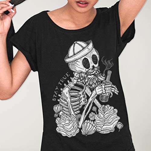 VIENTO Hangover Camiseta para Mujer (Negro, L)