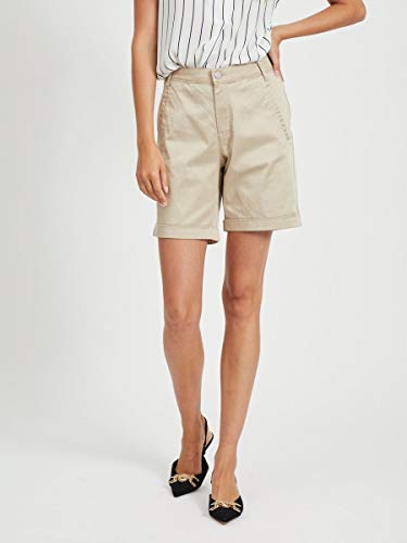 Vila Vichino Rwre New Shorts-Noos Pantalones Cortos, Camello Suave, 44 para Mujer