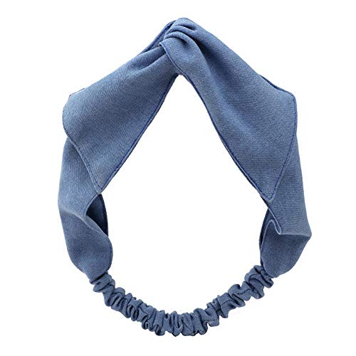 Vinchas - Simple De Ala Ancha Muchacha Hairband, Lavado De Cara / Maquillaje / Deportes / Anillo De Fitness, Dril De Algodón Material, Suave / Transpirable / Agradable A La Piel, Azul, Circum Los 56CM